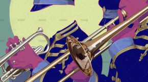 Illustration von Musikern in Uniform für Ferienhaus-Events, Ferienwohnungs-Verwaltung.